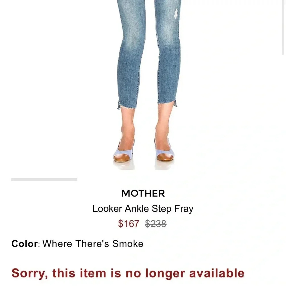 Mother Looker Ankle Step Fray Where’s The Smoke Denim Blue Jeans Women’s Size 25 - Picture 2 of 16
